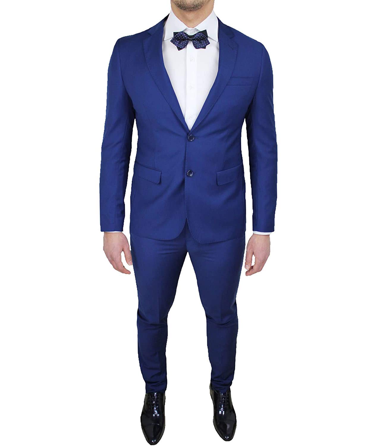 Abito Completo Uomo Sartoriale Blu Slim Fit Aderente Nuovo Elegante Cerimonia