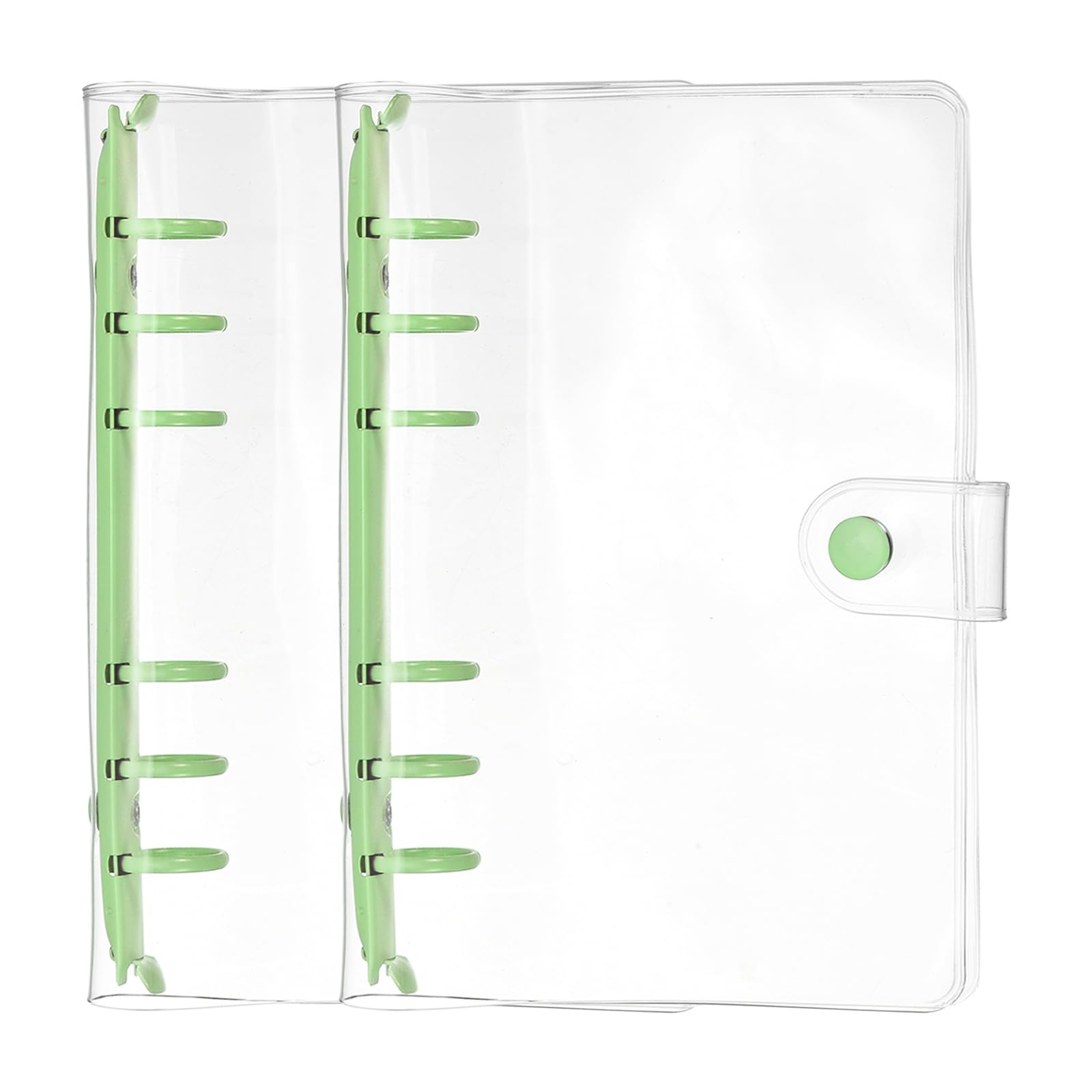 PATIKIL A6 6-Ring Binder Cover, 2Pcs Transparent PVC Notebook Binder Soft Clear Binder Protector Refillable Shell with Snap Button Closure for DIY Office Travel Planner, Green — image 1