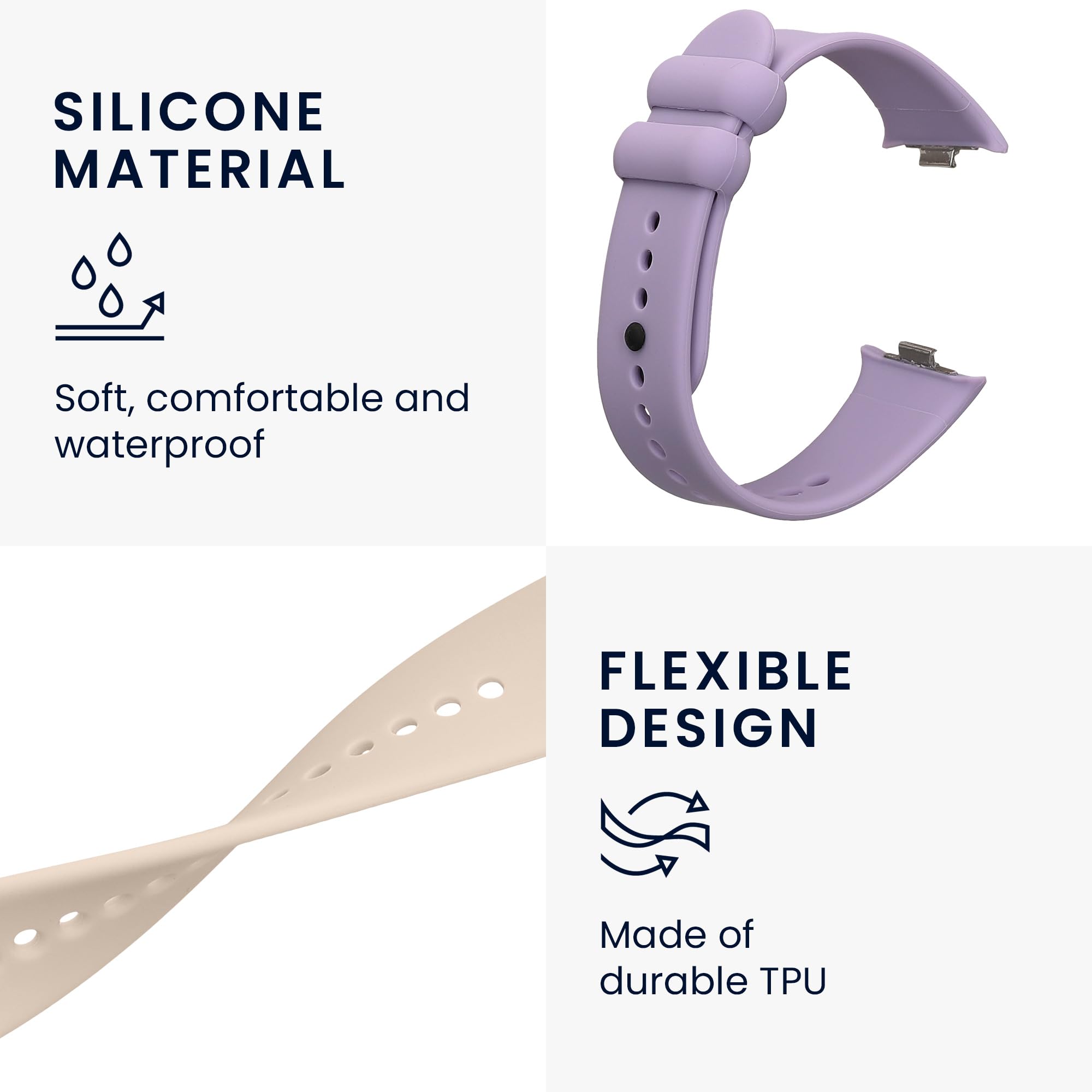 kwmobile Straps Compatible with Xiaomi Redmi Watch 4 / Watch 5 / Watch 5 eSIM Straps, 2x Replacement Silicone Watch Bands - Image 3