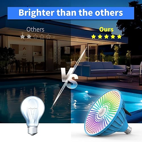 Miniatura 4 de Tansir Bombilla de luces de piscina 55 W 120 V RGB que cambia de color bajo el agua LED luz de piscina controla tu piscina fácilmente 1 paquete E26