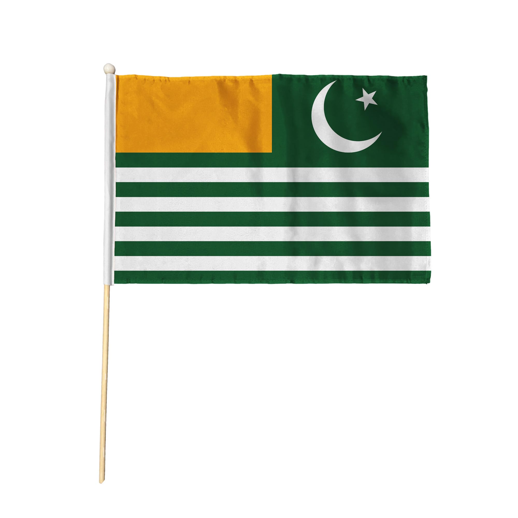 Flagtex Kashmir Pack of 2 Hand Waving Flag (18x12 Inch Large) - Premium Wooden Stick Hand Flag Big Size Natural Wood Pole Kashmiri Regional Flag Events Parades Celebrations Cultural Festivals — image 1