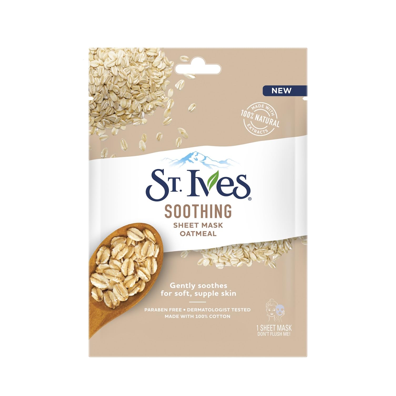 St. Ives Soothing Oatmeal Face Sheet Mask For Smooth & Supple Skin| Made With Natural Cotton & Pure Oatmeal Extracts| Hydrates & Nourishes Skin| Paraben-Free & Dermatologically Tested| (Pack of 1)