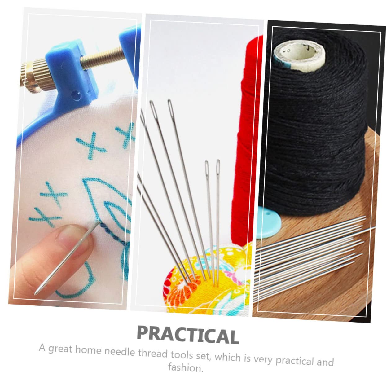 DOITOOL 5Sets Eye Hand Sewing Needles with Transparent Storage Bottle Embroidery Accessory Stitching Tools for Crafting and Repair