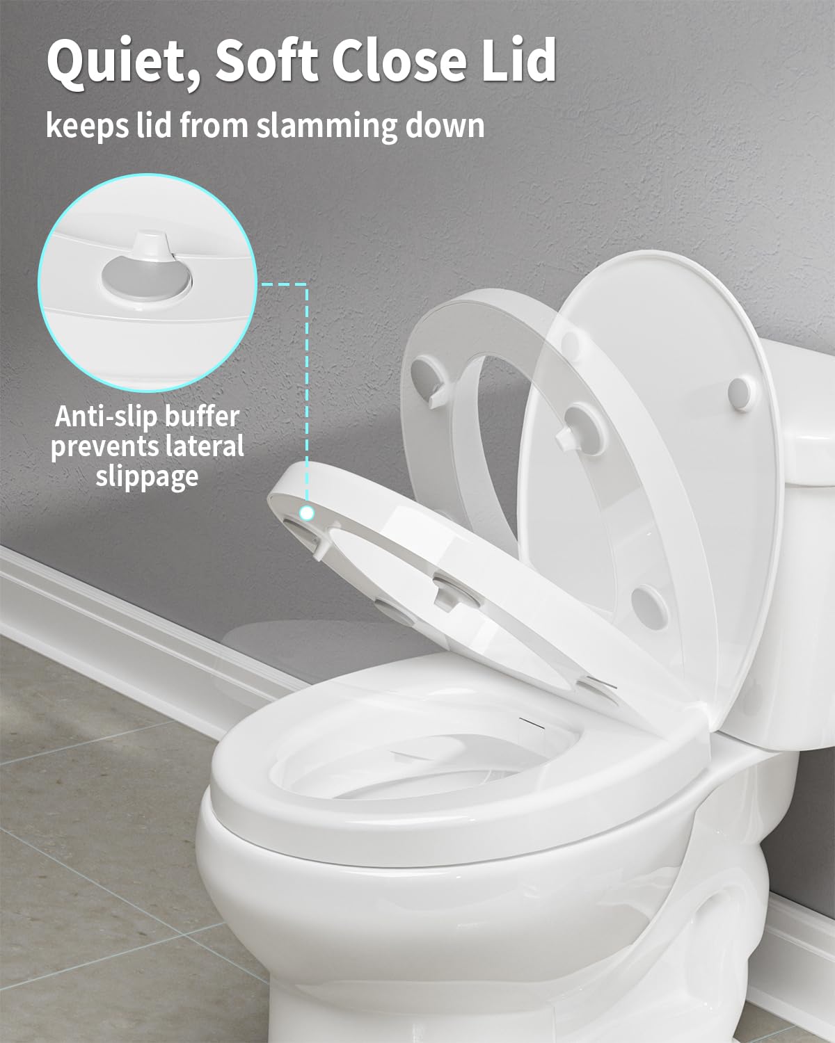 Bidet Toilettensitzerhöhung mit Deckel 5 cm, Weiß Oval