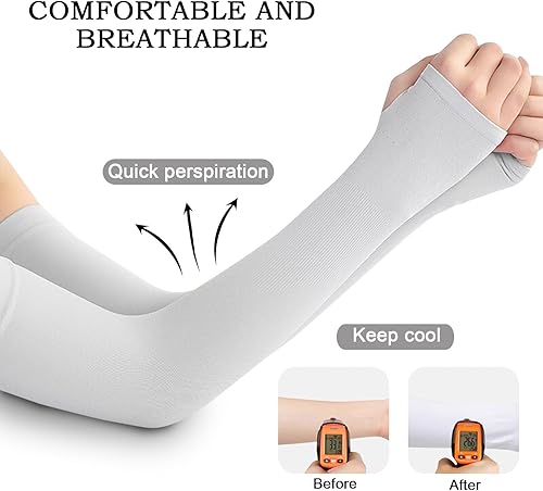 Miniatura 3 de Medsuo 3 pares de cómodas mangas para brazos con protección para el pulgar con agujero para el pulgar, 3 colores de compresión, largas para mujer,