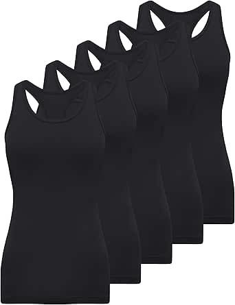 BQTQ 5 Stück Unterhemd Damen Crop Top Tank Top Basic Cami Tank Top für