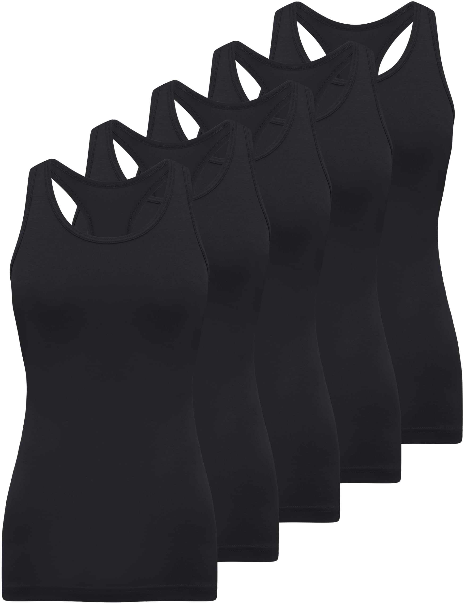 BQTQ 5 Pack Racerback Tank Tops for Women Sleeveless Workout Tank Top Ladies Undershirts Slim Fit Tanks Tops