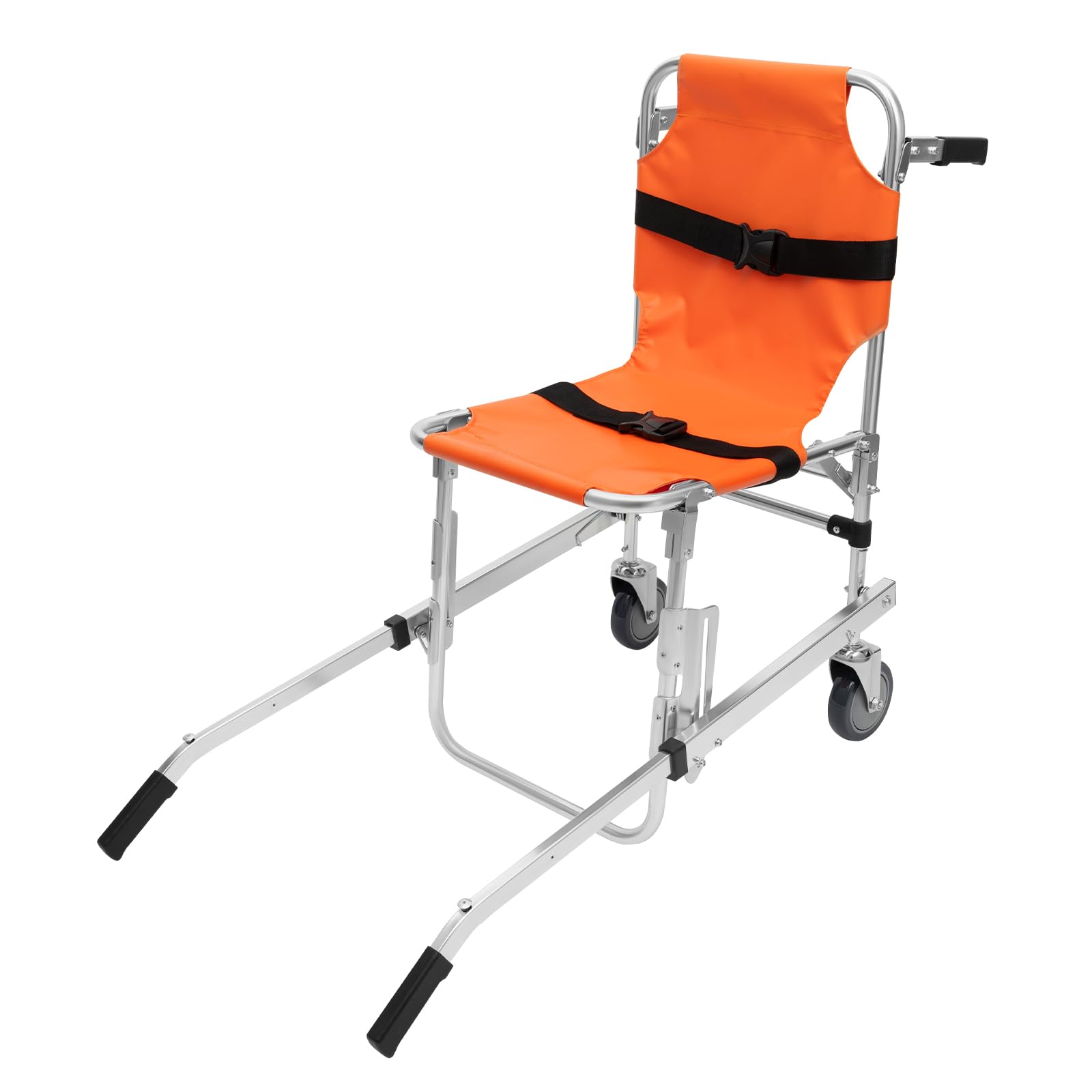 Stair Chair, 350 lbs Load Capacity Foldable Transfer Chair, Portable Emergency Transport Chair with 2 Wheels, Lightweight Evacuation Chair with Handrails and Straps, Orange