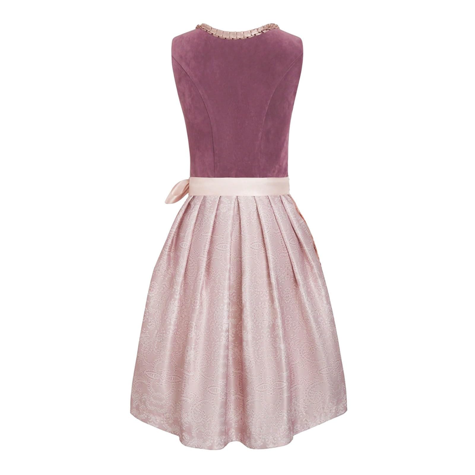 Didadihu Dirndl Damen Midi 2 Teilig mit Schürze,Dirndl Trachtenkleid Dirndlkleid Damen für Oktoberfest Wiesn Trachten Outfit