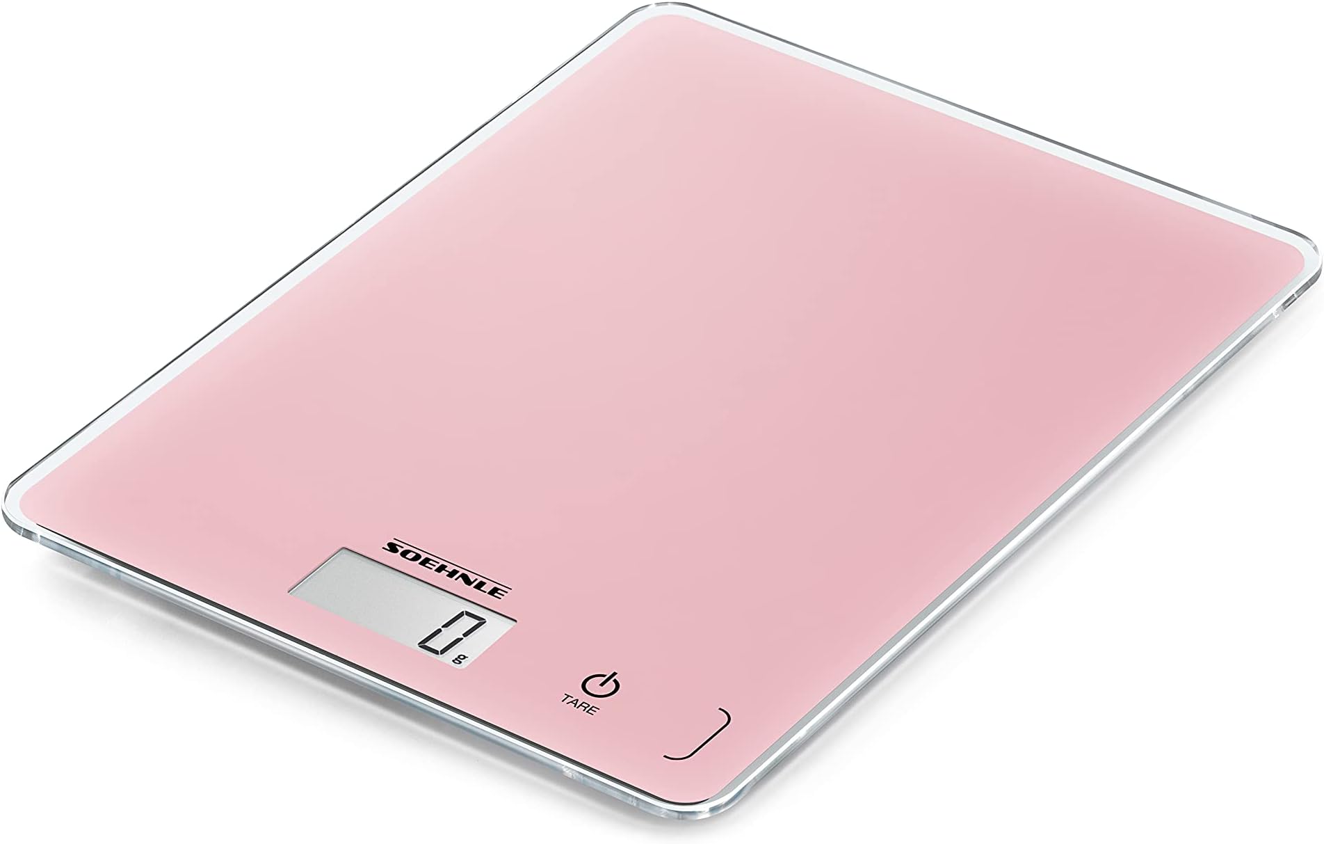Soehnle Page Compact 300 Digital Kitchen Scales, Load Capacity 5 kg, Easy-To-Read LCD Display, Digital Scales with Add and Weigh Function, White, Select Metric or Imperial, Rose Pink