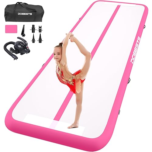 DOBESTS Gymnastics Mat Inflatable Tumble Track Tumbling Mat 6.6ft/10ft/13ft/16ft/20ft,for Home Use Training Yoga Cheerleading with Air Pump