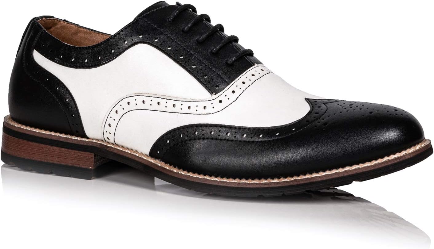 black and white male dress shoes