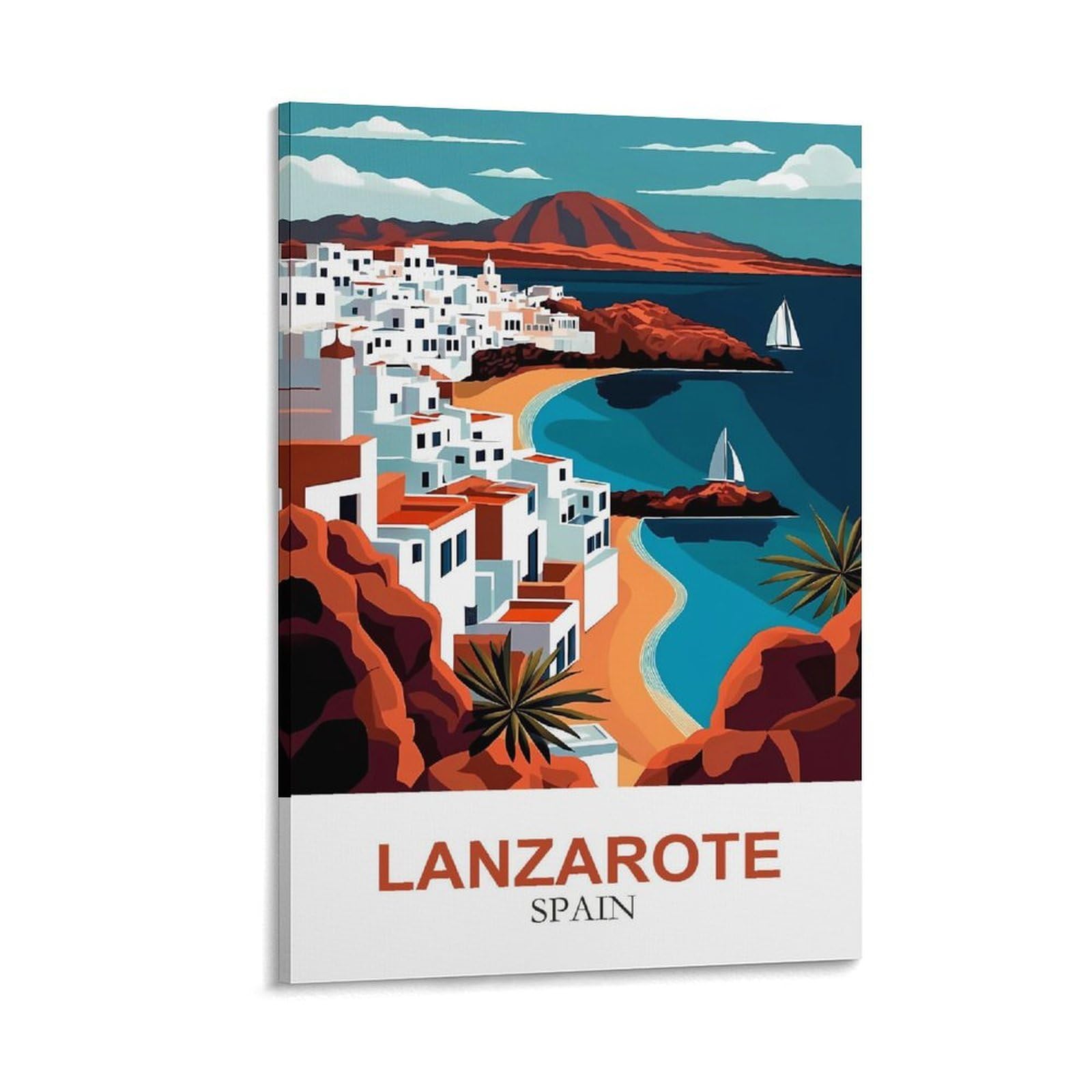 CLFMHNAS Lanzarote Spain Vintage Travel Poster 08x12inch(20x30cm) Canvas Wall Art Prints
