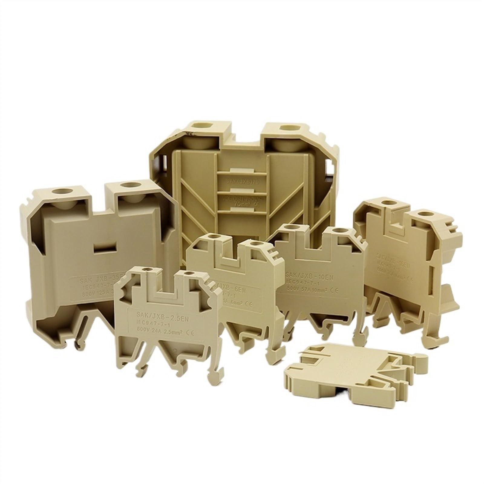 10 Stück DIN-Schienenklemmenblock SAK 2,5/4/6/10/16/25/35 EN Schraubanschlussklemme, elektrischer Anschluss, Kabelanschluss, 20–2 AWG(SAK25EN)