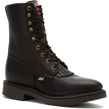 black justin lace up work boots