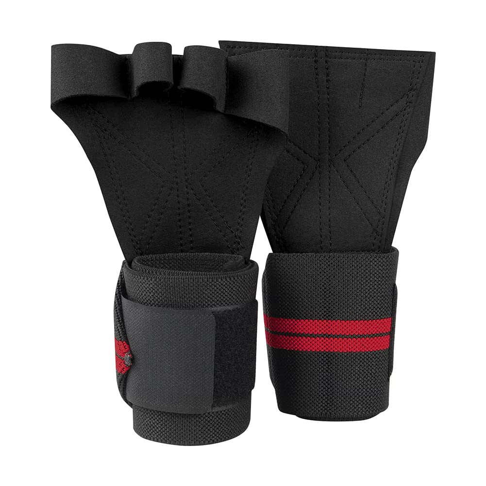 1 Paire de Gants de Musculation haltère antidérapant en Cuir haltérophilie Gants de Protection des Mains Protecteur Fitness entraînement Gants de Protection du Poignet, Noir, M