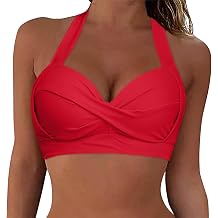 Women Underwire Full Coverage Bikini Top Only Criss Cross Push Up Swim Crop Top Tie Back Bathing Suit
