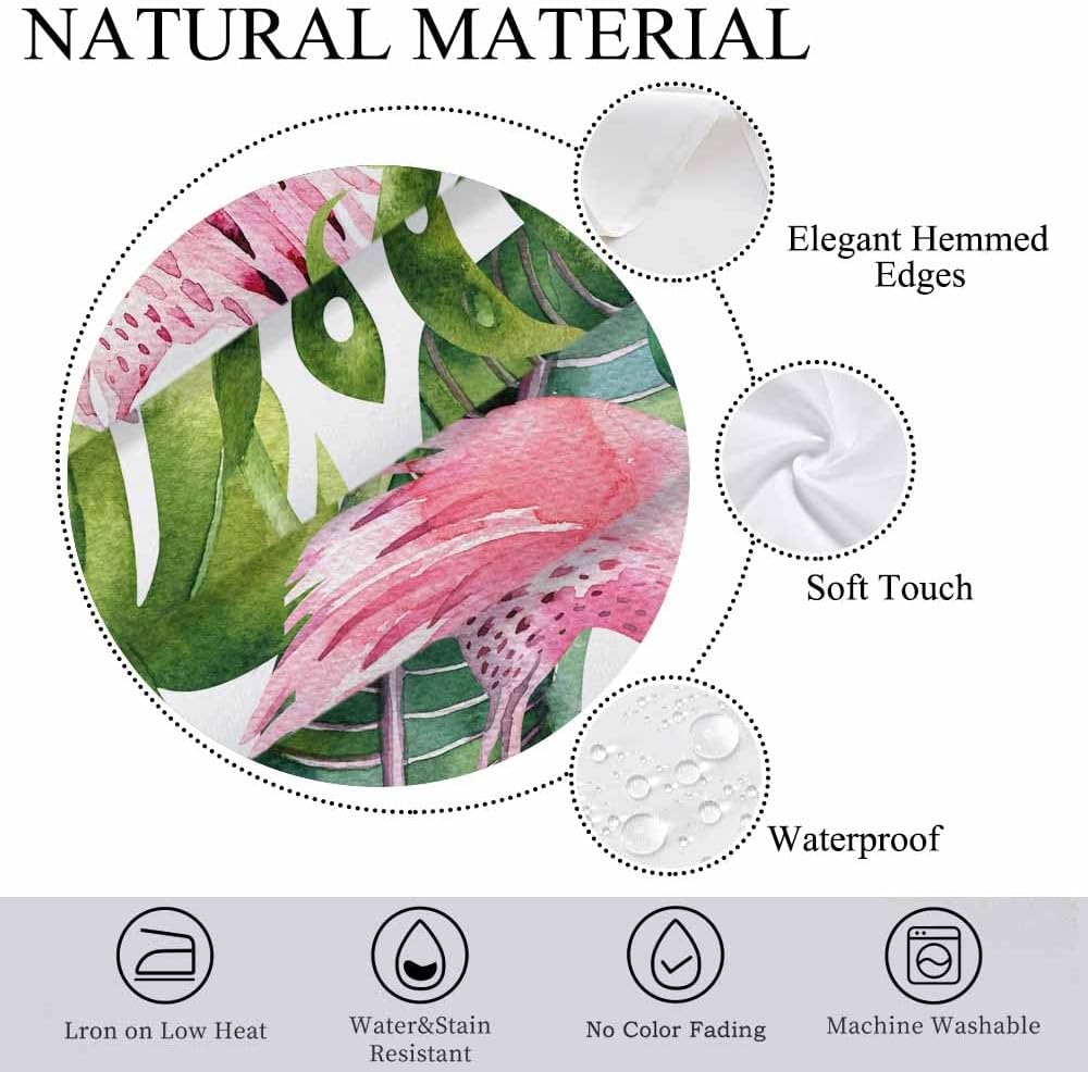 Flamingo Pink Rectangle Tablecloth Bird Long Neck and Beak Tropical Palm Leaf Dining Table Cover Decorations for Kitchen Home Outdoor Party 60x84 Inch