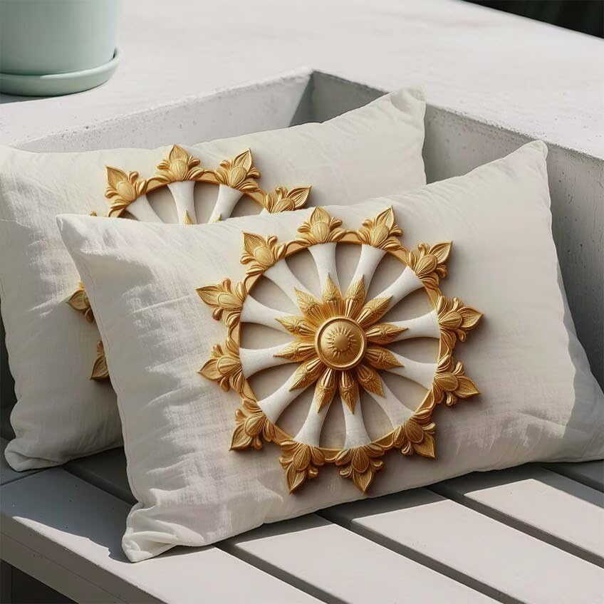 Taie oreiller imperméable double face 60x90cm housse de coussin doré bohémie - 2