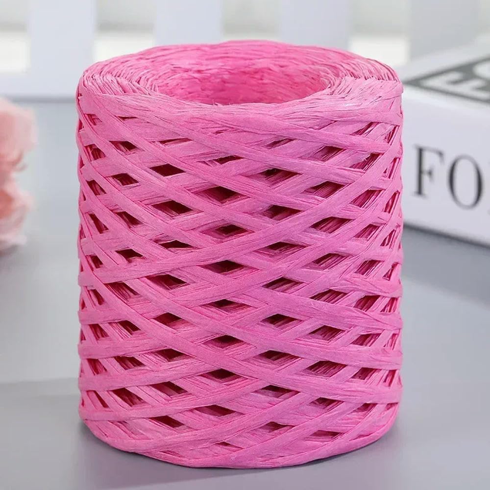 VIXDA Natural Raffia Straw Yarn 200M Roll For Knitting Crocheting Paper Threads DIY Handmade Summer Sunhat Beach Bag Material