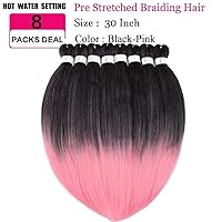 Vista 2 de Cabello trenzado preestirado de 30 pulgadas, 8 paquetes de extensiones de cabello profesional sintético trenzado de ganchillo suave textura Yaki