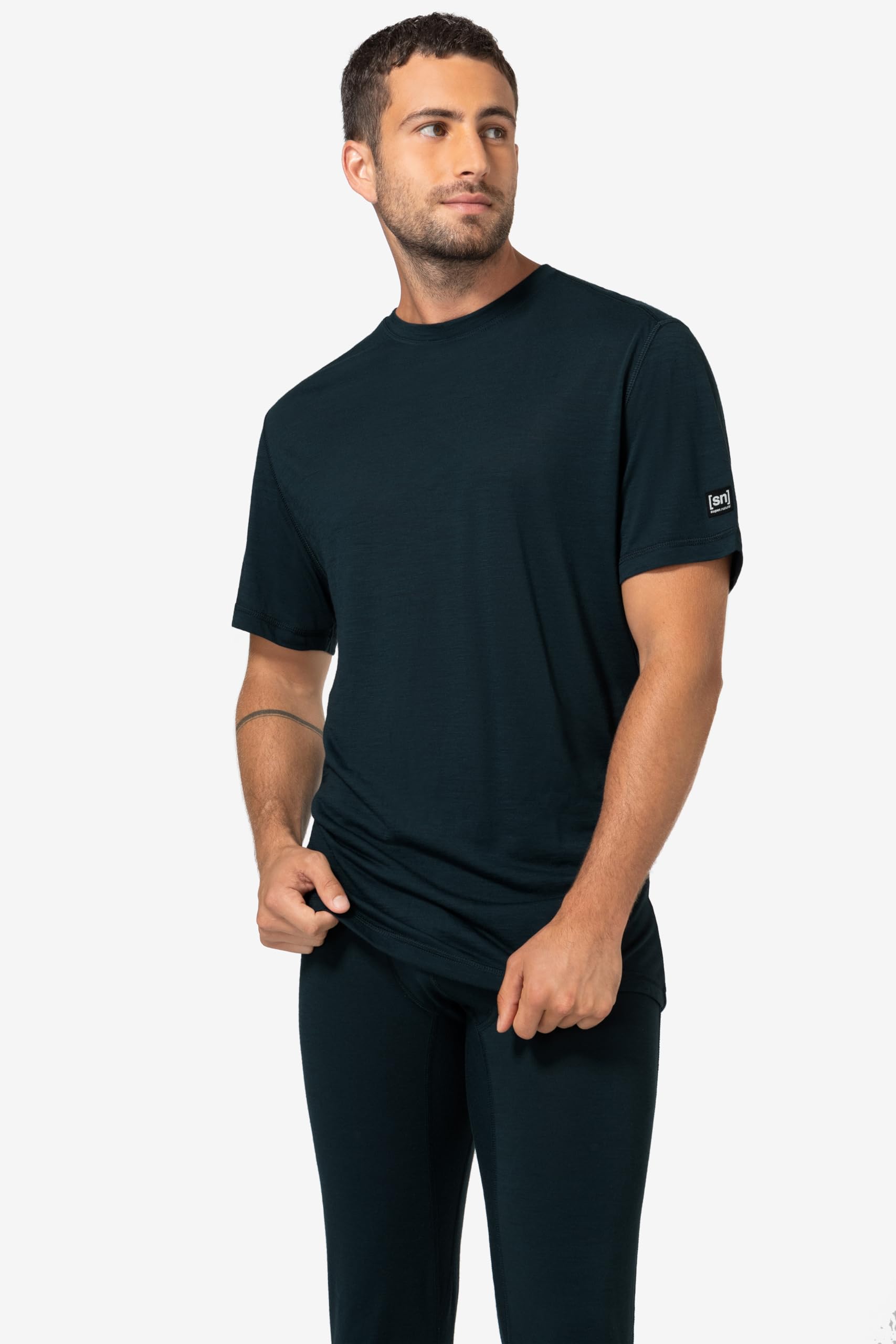 super.natural M SIERRA140 Tee Merino Shirt Herren Kurzarm Dunkelblau L - Geruchs- und feuchtigkeitsabweisendes T-Shirt, Sommer Funktionswäsche für Sport & Alltag