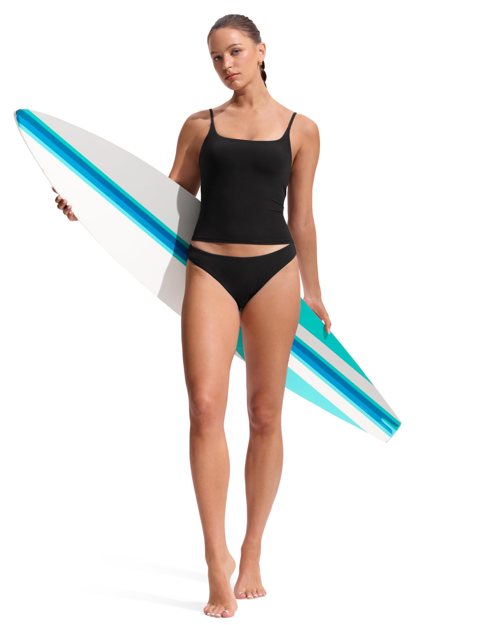 CRZ YOGA Damen Twiat Back Tankini Tops U-Ausschnitt Spaghettiträgern Gepolsterter Bathing Suits Bikinioberteil