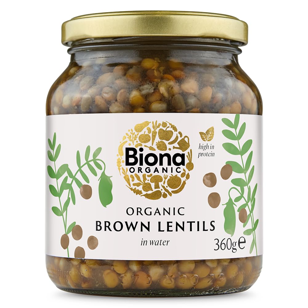 Biona Brown Lentils 350g - Organic - In glass jars - BPA Free Lids - Vegan - Demeter