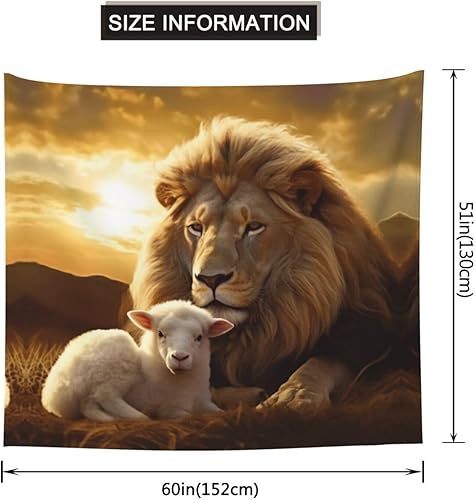 Miniatura 9 de TONAUA Tapiz de cordero de león y atardecer, tapiz estético para colgar en la pared, adecuado para dormitorio, hogar, decoración de dormitorio,