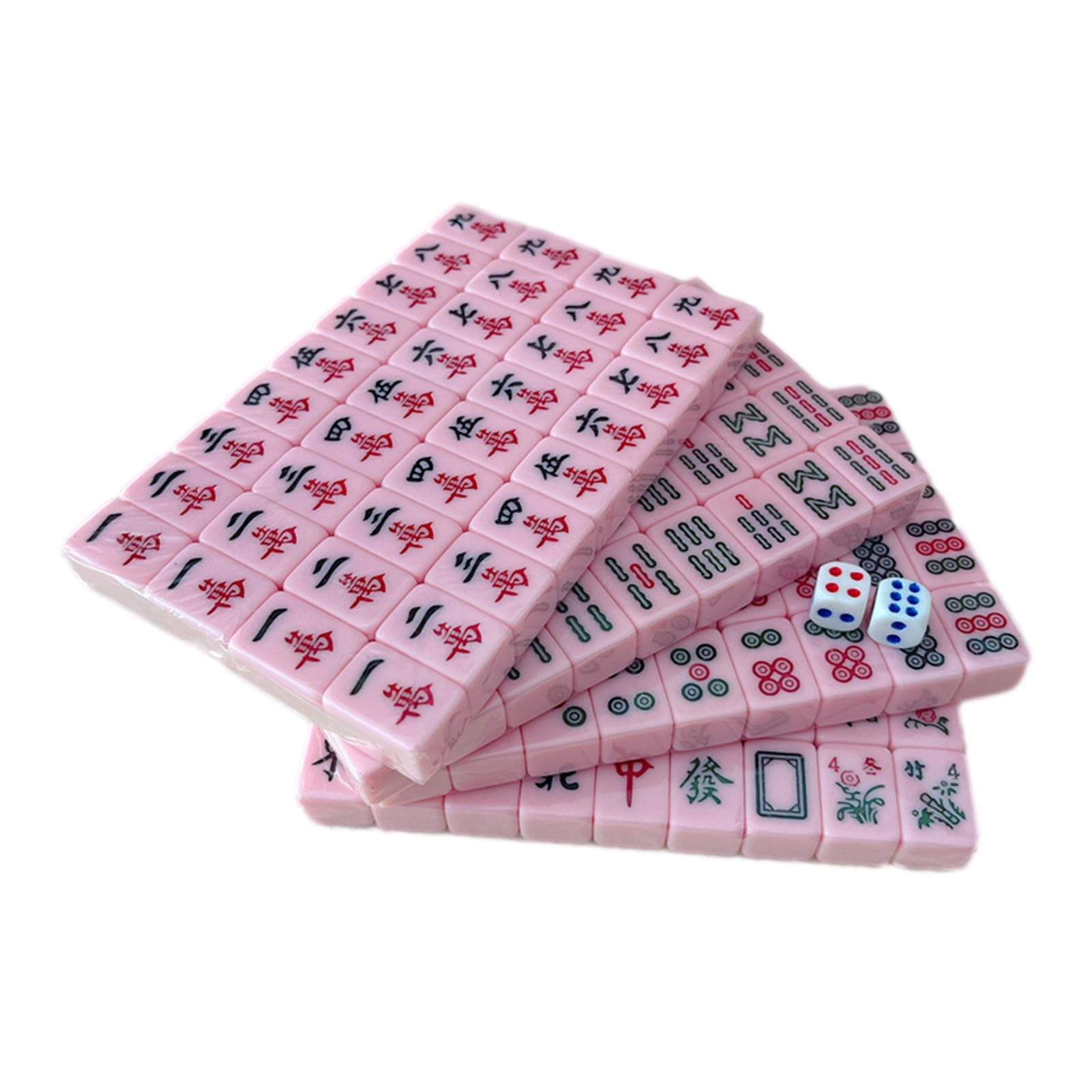 Mini Mahjong Set, Viaggio Piccolo Mahjong, Rosa, 144pcs Piastrelle, Età 12+