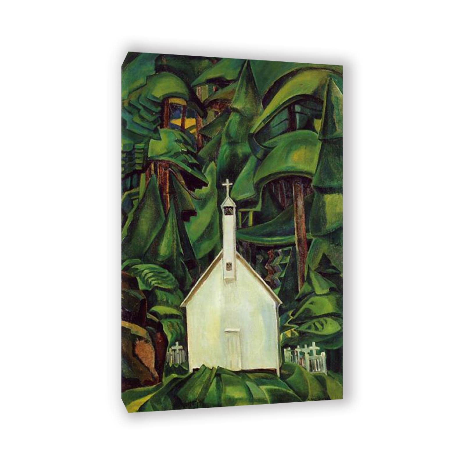 Emily Carr Pintura Reproducción de Carteles Cuadro en lienzo-impresión Obras de Arte-listo para colgar Cuadros famosos impreso sobre lienzo(Iglesia India)80x135cm(31x53in)Enmarcado