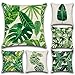 Soleebee Lot de 6 - Taies d'oreiller Polyester Lin Taies d'oreiller Housse de Coussin Décoration pour Chambre Lit Voiture De La Maison Canapé 45 x 45 cm (Plantes Tropicales)