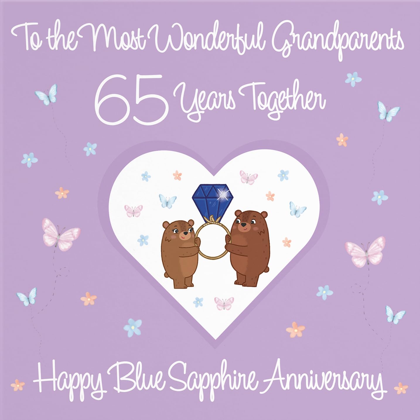 Hunts England, Grandparents 65th Anniversary Card, 65 Years, Blue Sapphire Anniversary, Romantic Meadows, Fun Card - Image 2