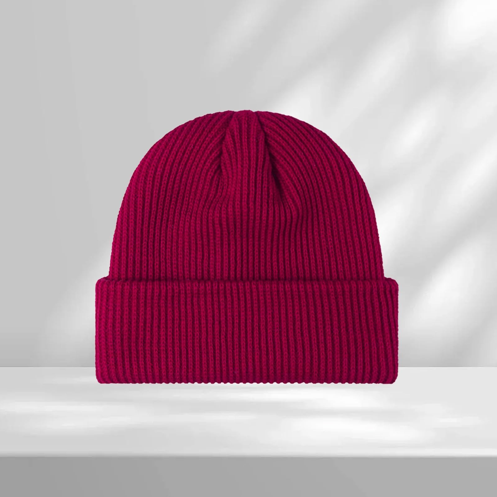 Soft Cable Knit Beanie with Wide Fold-Over Cuff