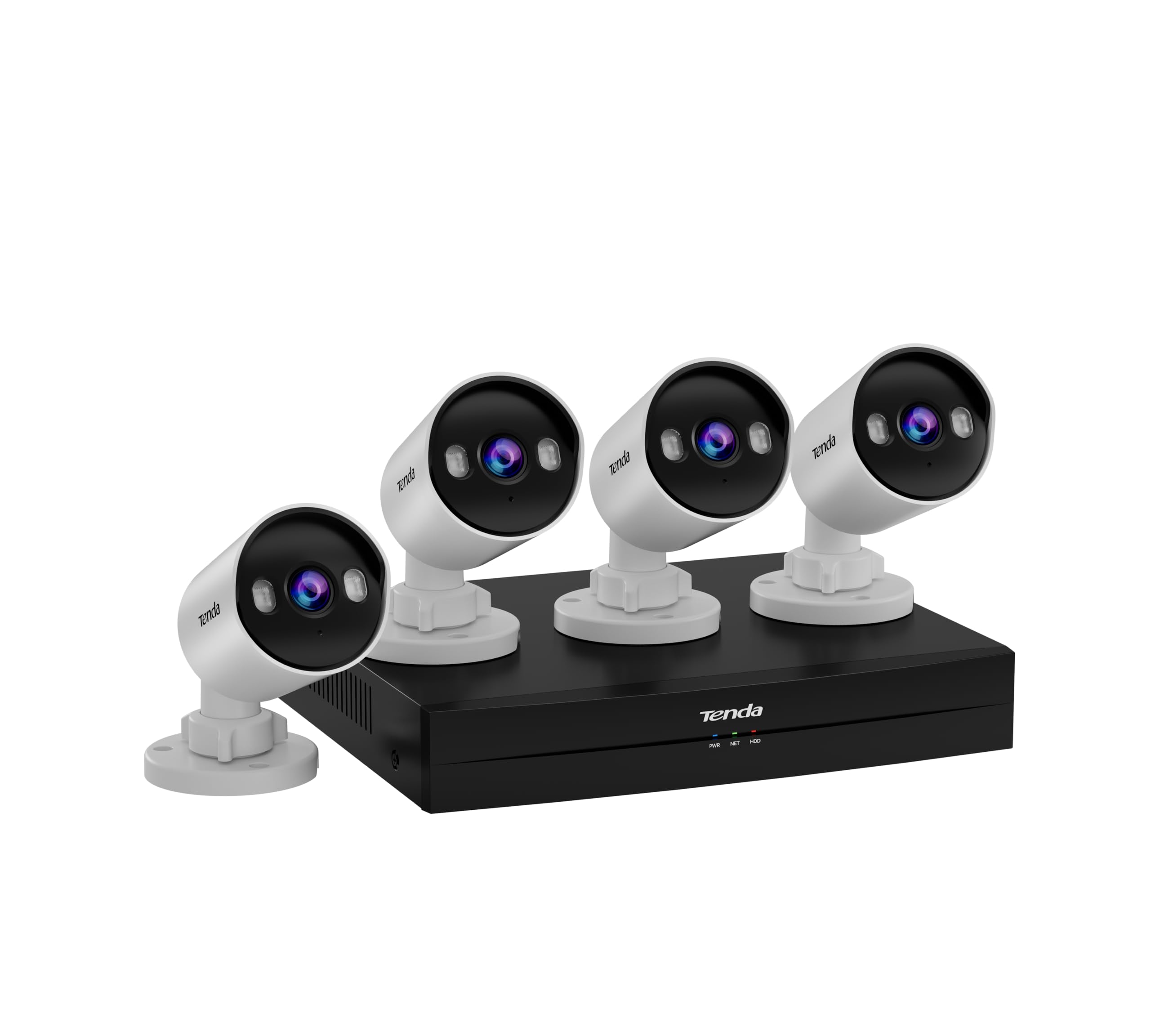 Tenda Kit di videosorveglianza PoE per esterni con 4 telecamere da 4 MP e 1 NVR, HDD da 1 TB (supporta fino a 10 TB) per videosorveglianza 24/7, telecamera IP PoE con rilevamento AI delle persone, vis