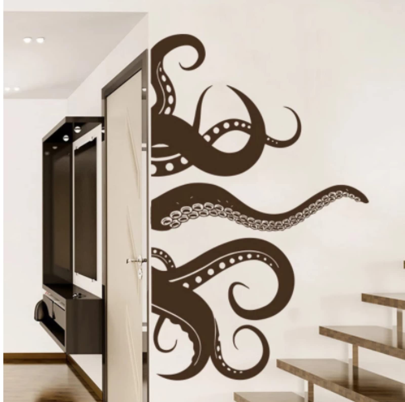 Tentacles Fish Deep Sea Ocean Animals Nautical Home Decor Wall Sticker Vinyl Octopus Wall Decals Bathroom Door Murals42x67cm