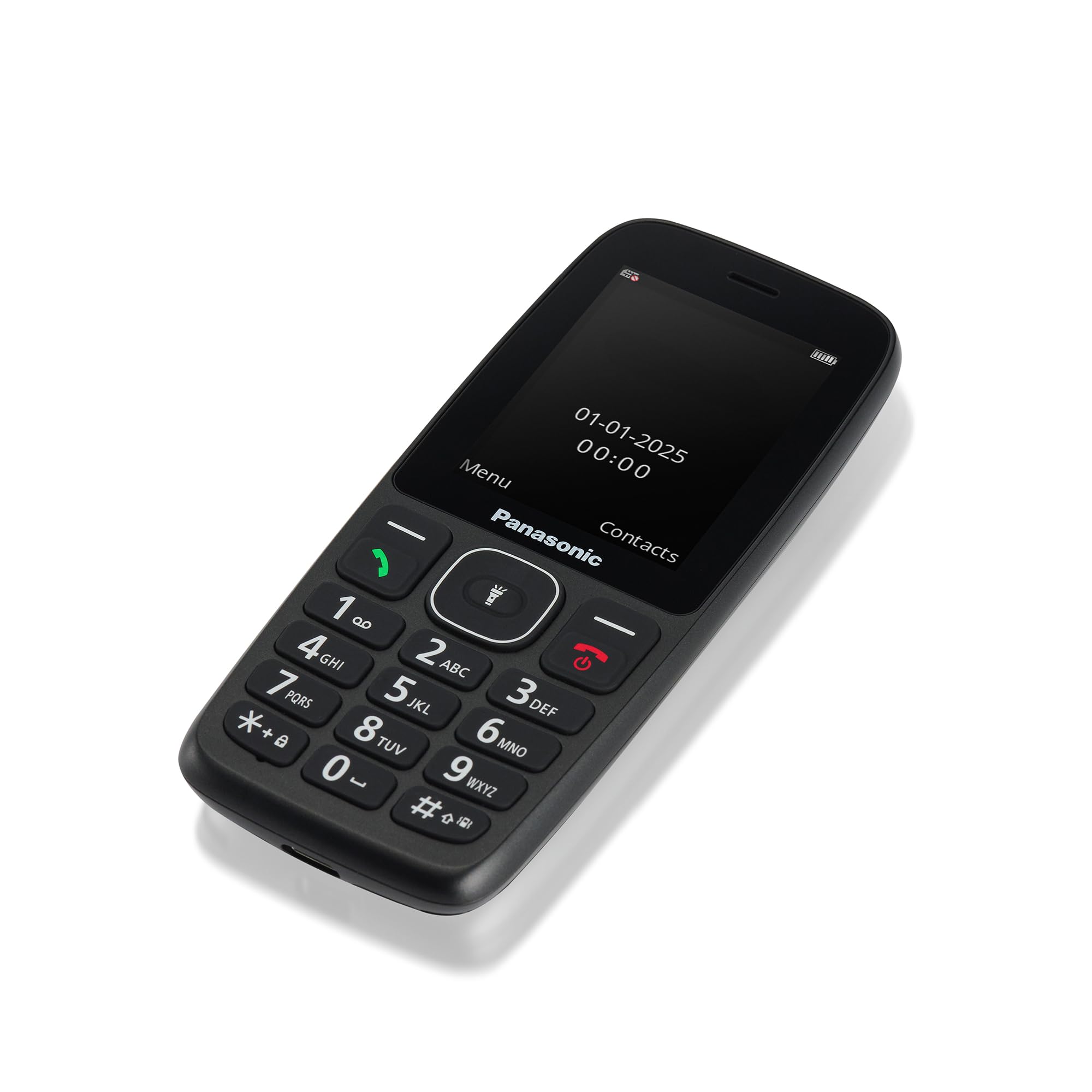 Panasonic KX-​TF400EXB Telefono Cellulare 4G, VoLTE, Autonomia affidabile fino a 280 ore in modalità Standby, Ricarica USB-​C, Display 2,​4'', Bluetooth, Torcia LED, Resistente all'Acqua IP44, Nero