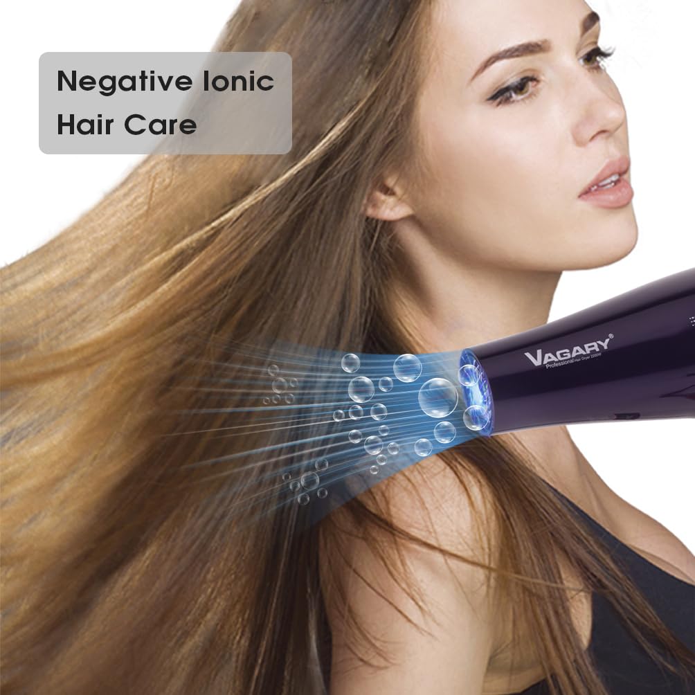 Secador de pelo 6690A Salon Pro para mujer, potente motor de CA de 2200 W, secado rápido, secador iónico para cabello grueso, 2 velocidades y 2 ajustes de calor, 1 botón de tiro frío (1 difusor 2