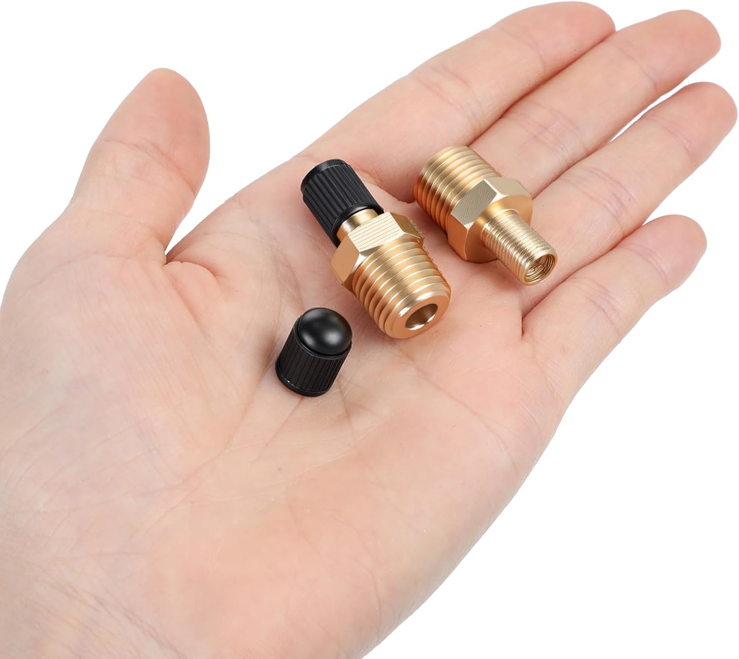 4 PCS Brass Air Inflator Adapter, Tire Inflator Connector for Portable Air Compressor, 1/4 Npt (M) to Standard Schrader Valve (M), for Auto Portable Air Compressor/Pump, Air Hose