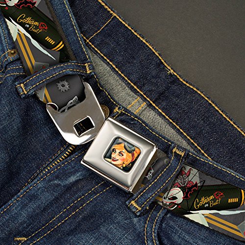 DC Comics Seatbelt Buckle Belt, Harley Quinn Aviation Pin Up Pose Gotham or Bust2