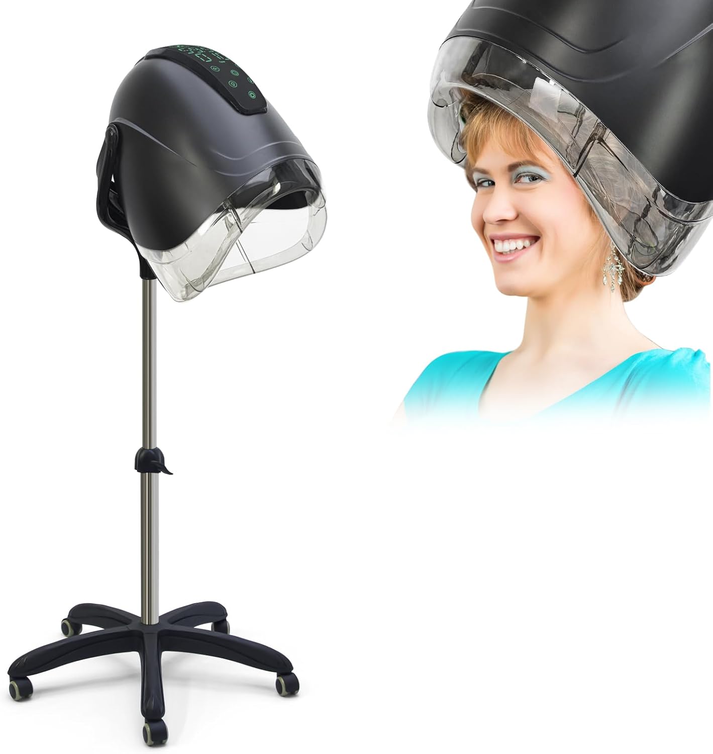 Elitzia Ionic 1000W Professional Hooded Hair Dryer Salon Standard Hair Drying Machine Versatile Styling 8 Mode Operation Heating Device for Home and Salon ET1717B (Black Five Legs