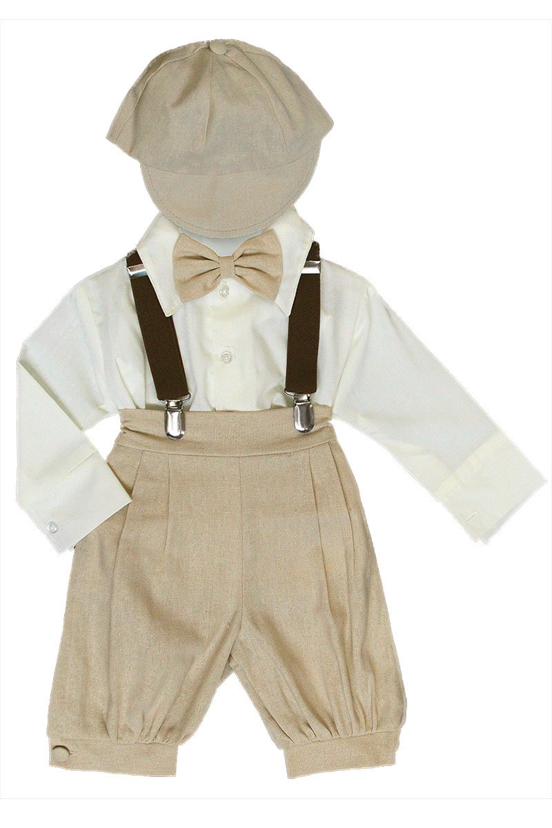 Bermuda Set w/Suspenders & Hat (6M, Tan)