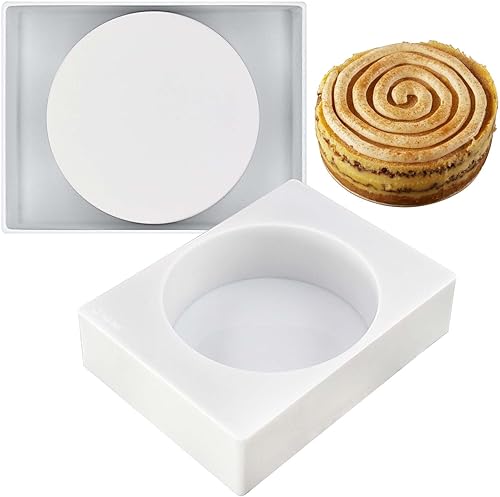 Miniatura 4 de FUNSHOWCASE Tamaño redondo de la forma de la bandeja del molde del silicón del disco 5.3x5.3x1.9inch grande