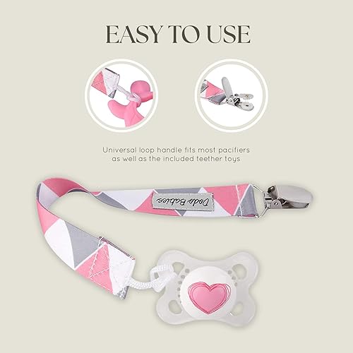 Miniatura 10 de Dodo Babies Juego de juguetes mordedores y clip para chupón cuatro clips más dos juguetes mordedores de silicona soporte universal para la mayoría