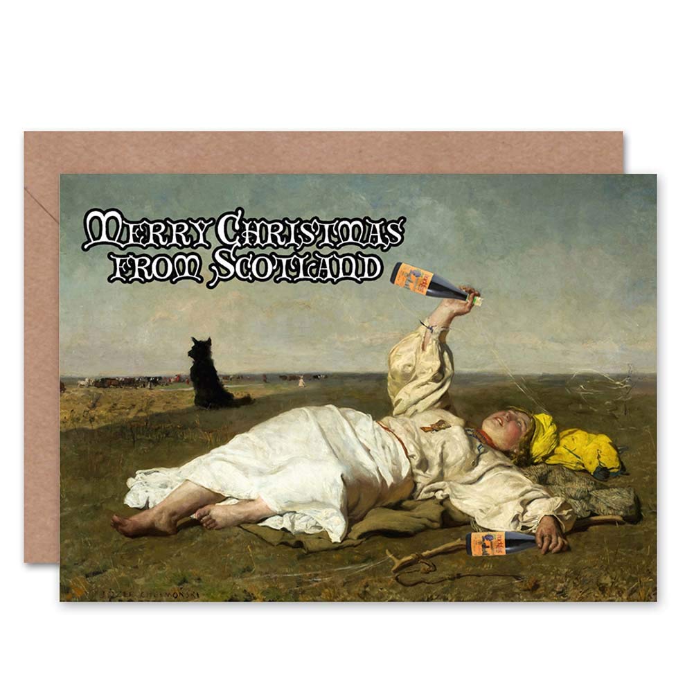 Wee Blue Coo CARD ALTERNATIVE CHRISTMAS XMAS CHELMONSKI DRUNK SCOTS