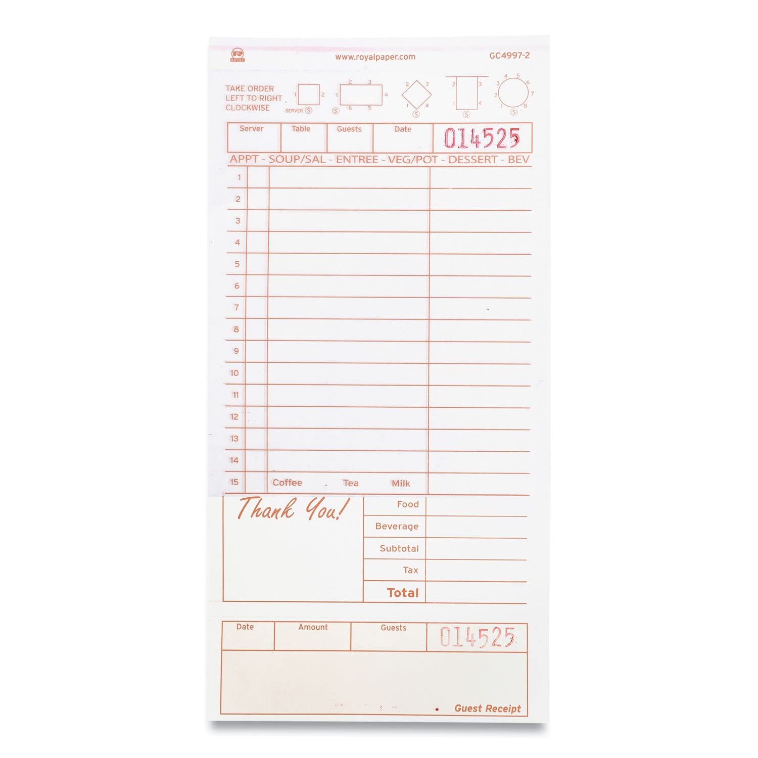 Guest Check Book by Royal – Pack of 200, Model GC4997-2