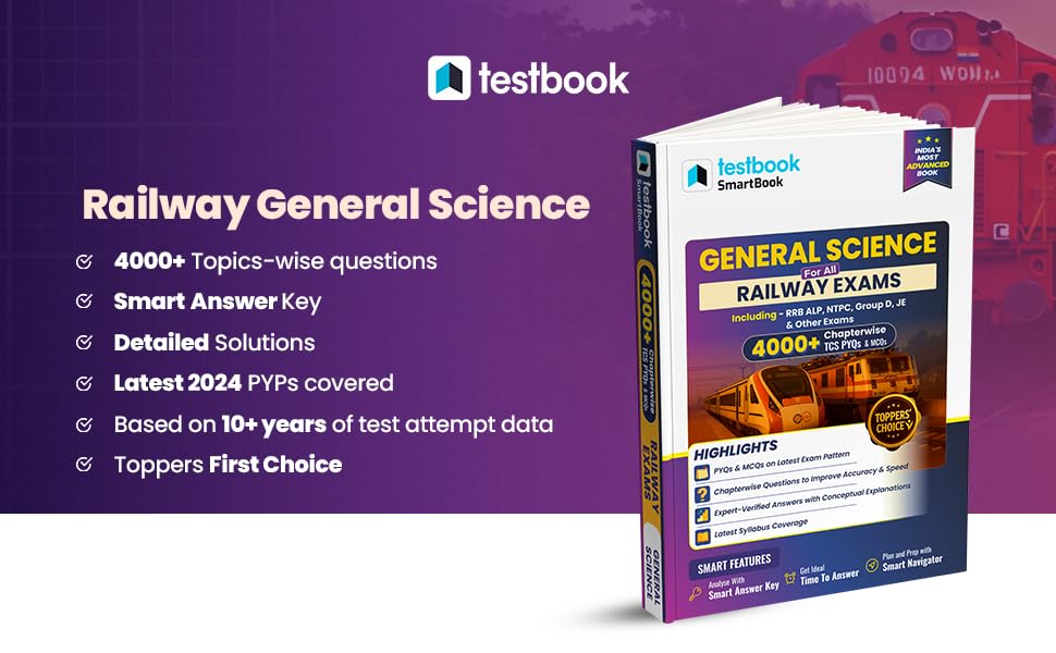 Image of Testbook General Science for All Railway Exams SmartBook in English | 4000+ Chapterwise TCS PYQs & MCQs | Physics, Chemistry & Biology | RRB NTPC, Group D, ALP & RPF Exams 2026
