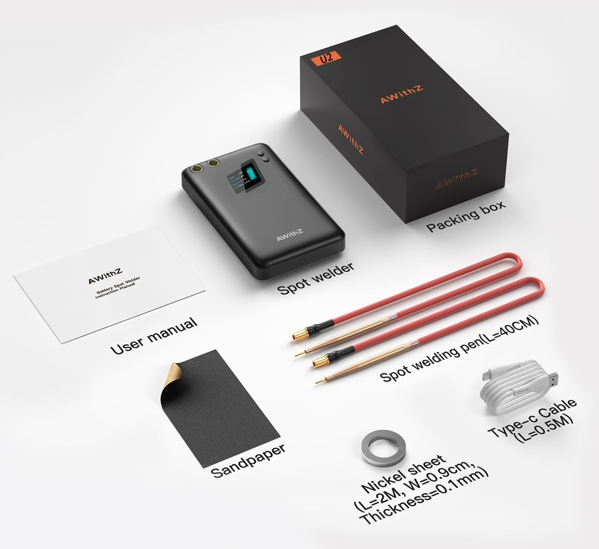 Akku Punktschweißgerät, AWithZ Tragbares Punktschweißgerät für Akkus mit 11000mAh,1,5-Zoll-LCD,99Gang Mini Punktschweißgerät zum Reparieren/Auswechseln/Selbstbauen von Akkupacks