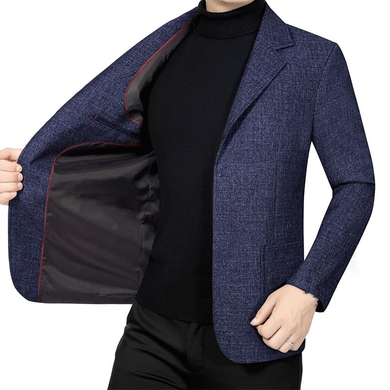 Blue Casual Blazers for Men Stretch Sport Coat Knit Suit Jacket Notch Lapel Two Buttons for Daily Party Business2