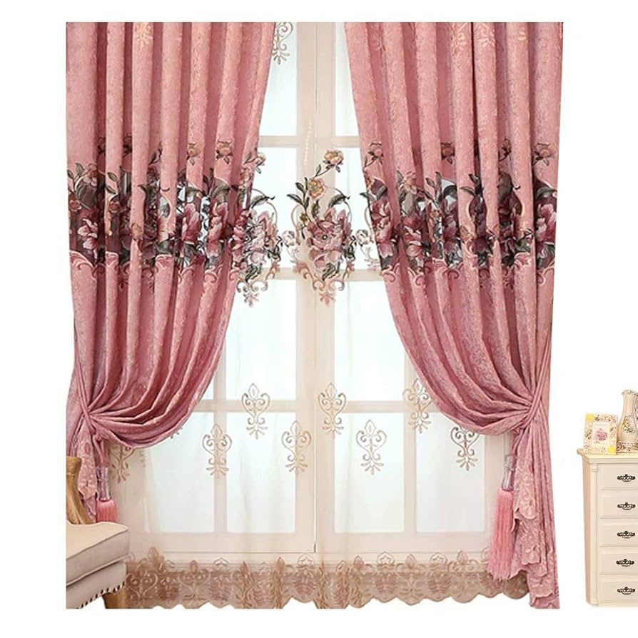 カーテン　高級ドレープカーテン Amazon｜カーテン ドレープカーテン 刺繍 大花柄 欧米風 高級